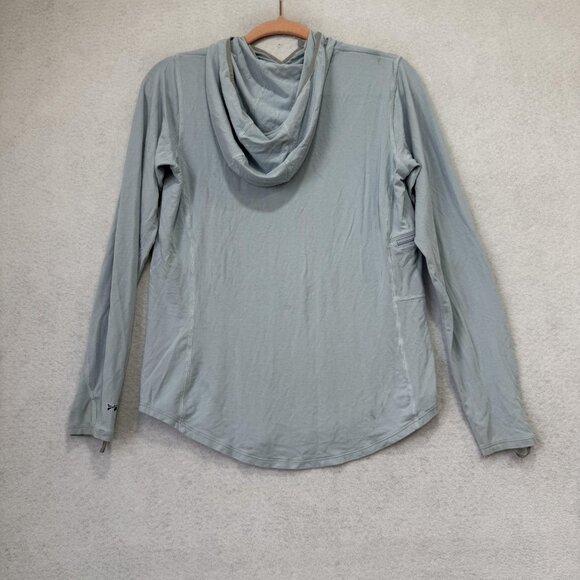 Patagonia Hoodie Womens Small Light Blue Sun Shirt Fishing Thumb Holes Guide - Picture 9 of 10